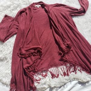 Lightweight Open Cardigan Large Fringe Boho Chic Festival Fringe Stem & Vine
